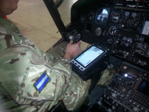 © Crown copyright - Kneemounted PC tablet for helicopter pilot.